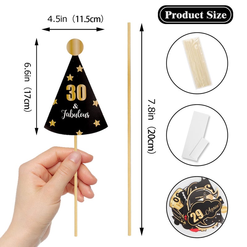 LINGTEER Happy 30th Birthday Party Photo Booth Props,Cheers to 30th Birthday Thirty Years Old Bday Party Centerpieces Props Decorations Sign. - Image 3